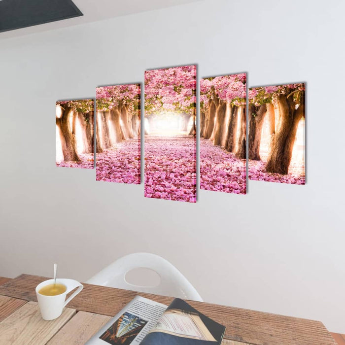 Set tablouri pe pânză, imprimeu cireși înfloriți, 200x100 cm - WALTI WALTI