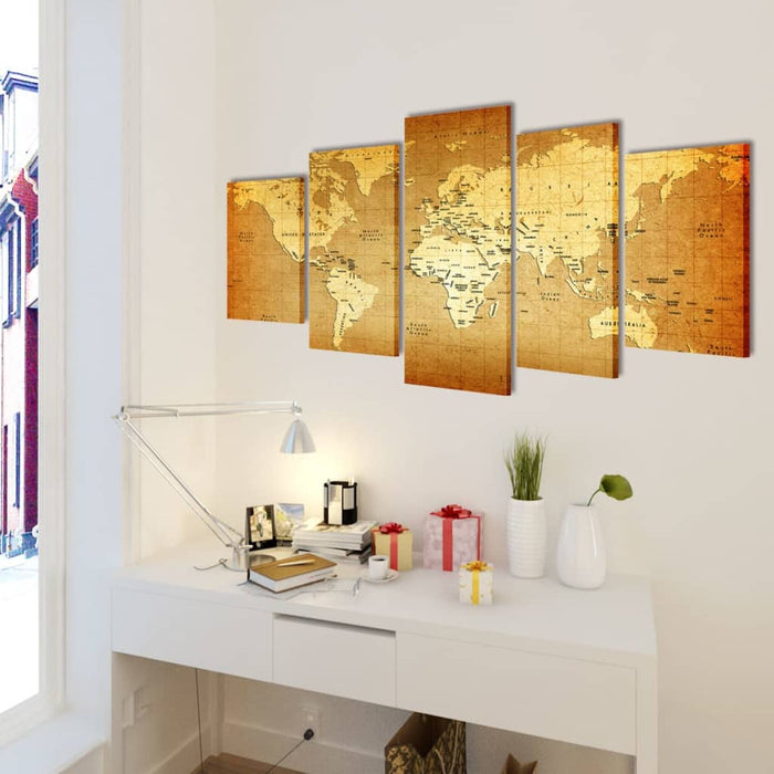 Set tablouri din pânză cu imprimeu harta lumii, 100 x 50 cm - WALTI WALTI