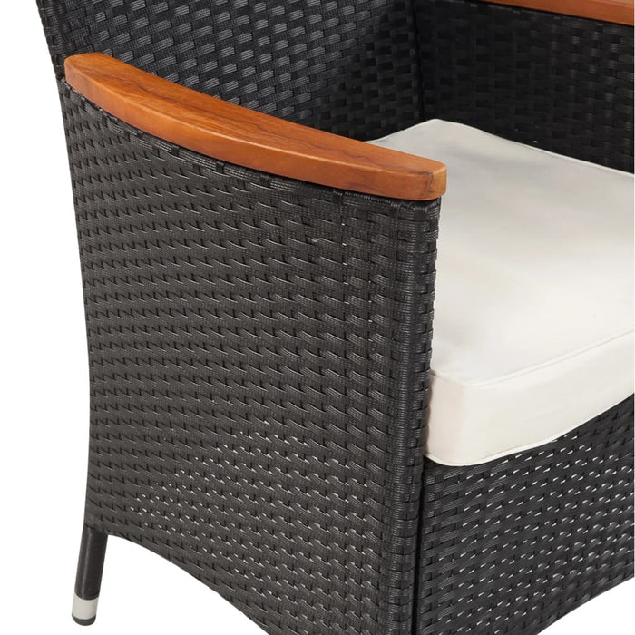 Set mobilier de exterior cu perne, 5 piese, negru, poliratan WALTI