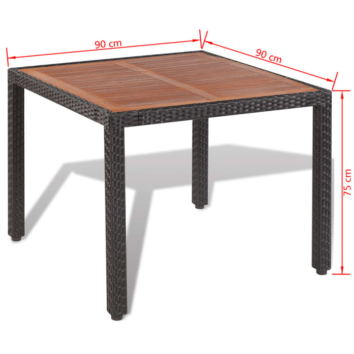 Set mobilier de exterior cu perne, 5 piese, negru, poliratan WALTI