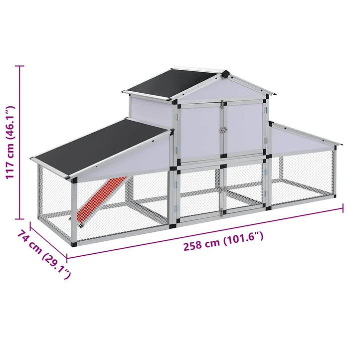 41323 vidaXL Coteț de găini cu zonă de mișcare și repaus aluminiu - WALTI WALTI