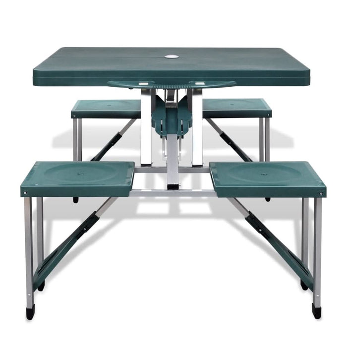 Set camping masă/4 scaune pliabile, verde deschis, aluminiu - WALTI WALTI