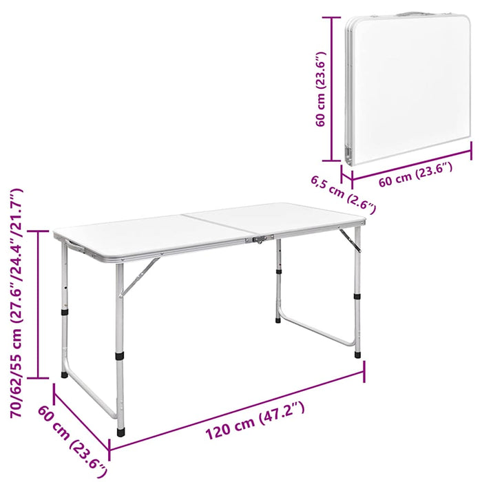 Masă camping pliabilă reglabilă în înălțime, 120x60 cm aluminiu - WALTI WALTI