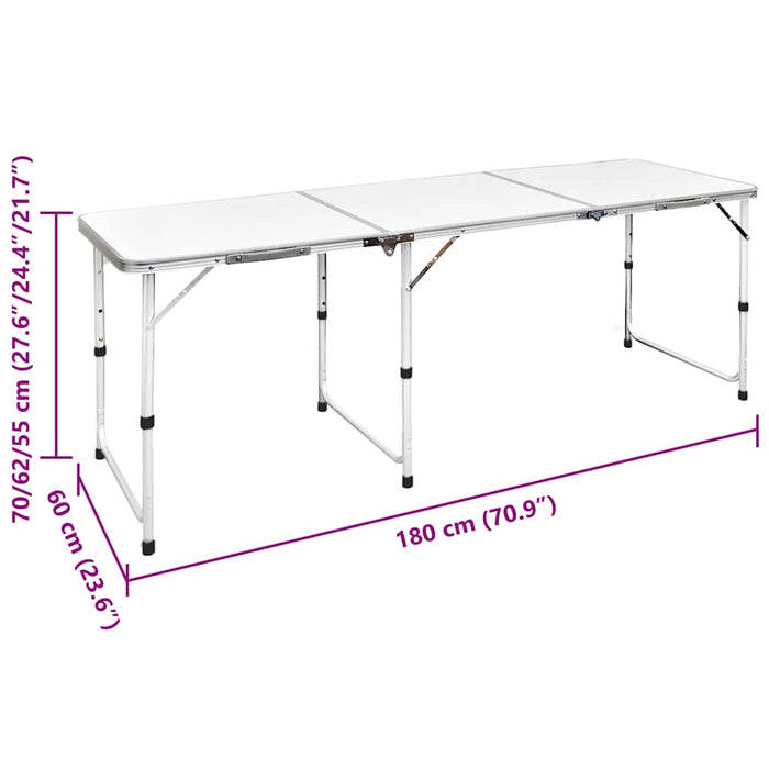 Masă camping din aluminiu reglabilă 180 x 60 cm - WALTI WALTI