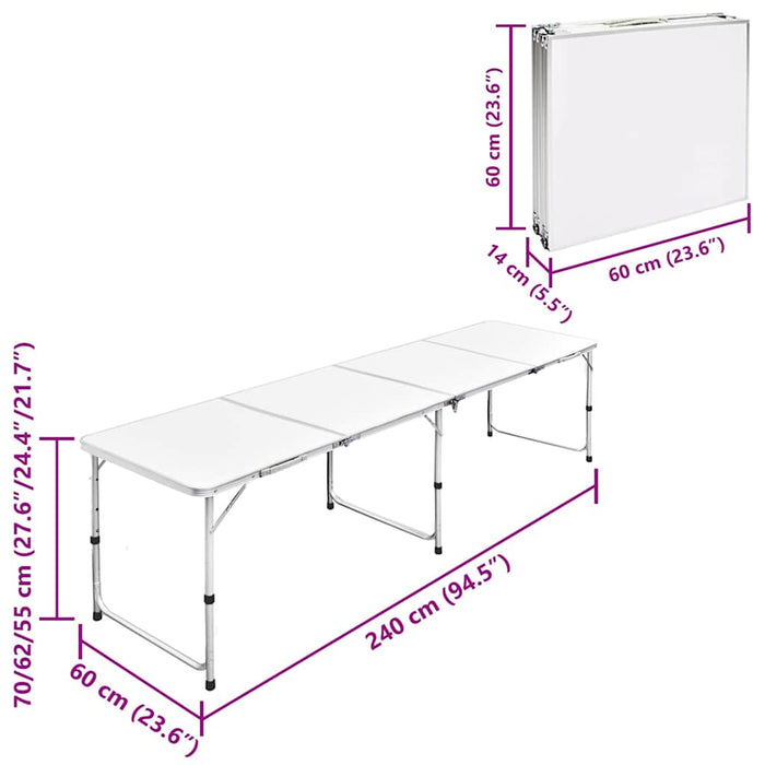 Masă camping din aluminiu reglabilă 240 x 60 cm - WALTI WALTI