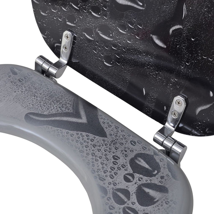 Scaun de toaletă cu capac din MDF, design cu picături de apă - WALTI WALTI