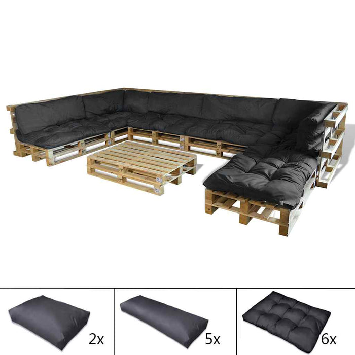 Perna pentru canapea pe palet 13 pcs Gri 120 x 80 x 10 cm - WALTI WALTI