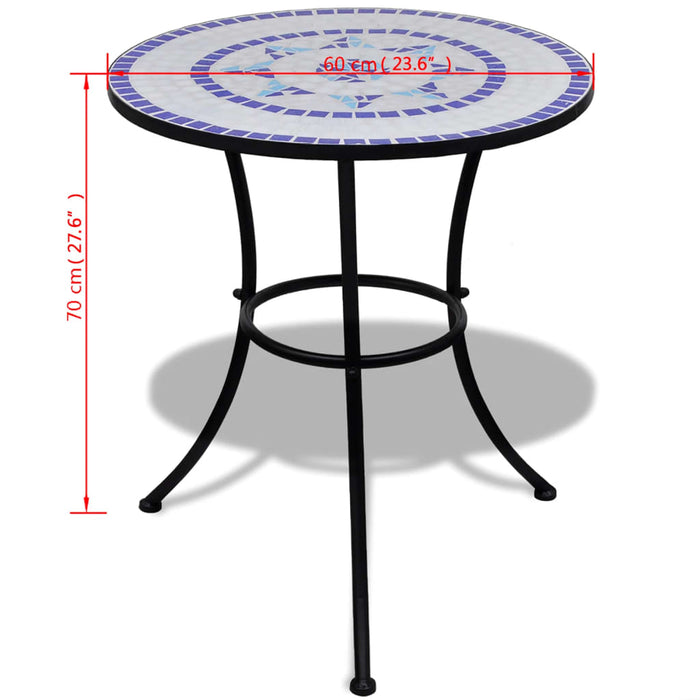 Masă de bistro, albastru și alb, 60 cm, mozaic - WALTI WALTI