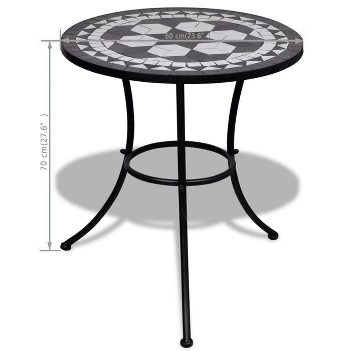 Masă de bistro, alb și negru, 60 cm, mozaic - WALTI WALTI