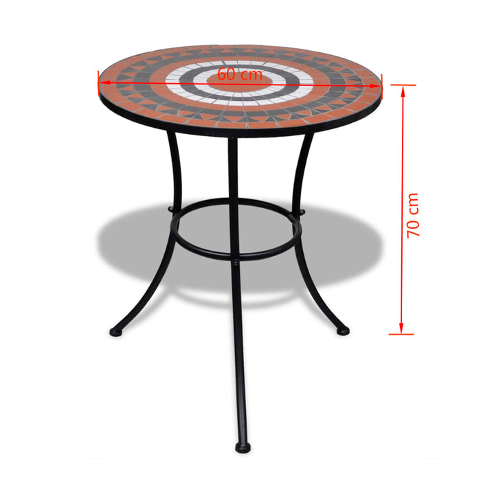 Masă de bistro, cărămiziu și alb, 60 cm, mozaic - WALTI WALTI