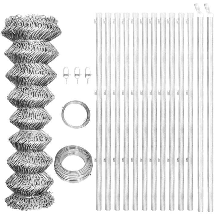 Gard din plasă cu stâlpi, argintiu, 25x1,25 m, oțel galvanizat - WALTI WALTI