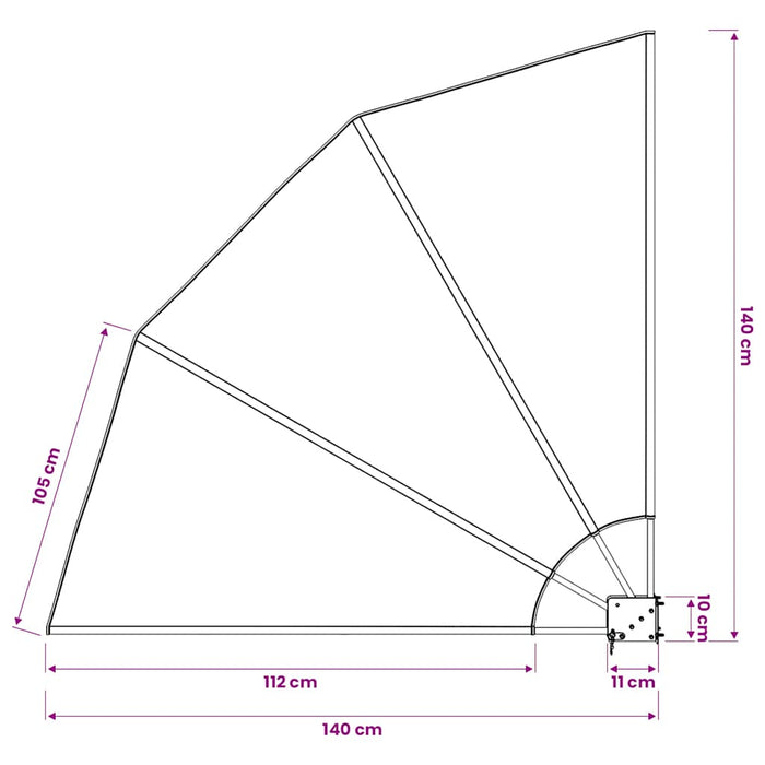 Copertină laterală pliabilă de balcon, gri, 140x140 cm - WALTI WALTI