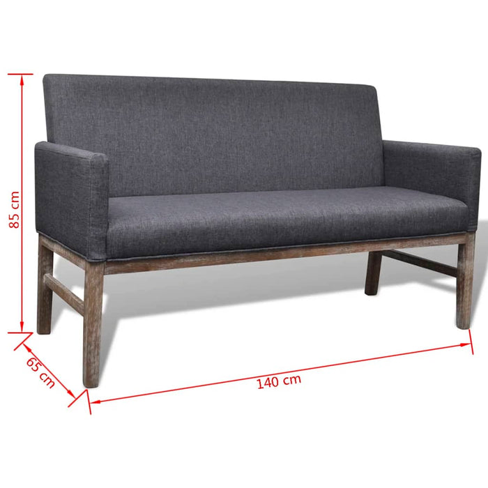 Bancă cu perne căptușite, textil, lemn de hevea, gri închis - WALTI WALTI
