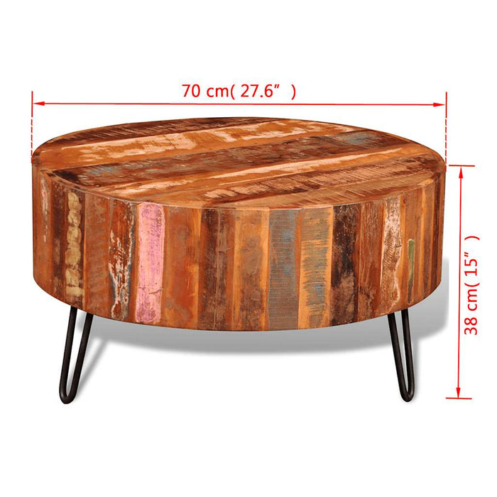 Măsuță de cafea, lemn masiv reciclat, rotund - WALTI WALTI