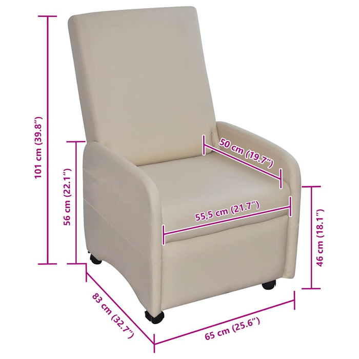 Fotoliu rabatabil, crem, piele ecologică - WALTI WALTI