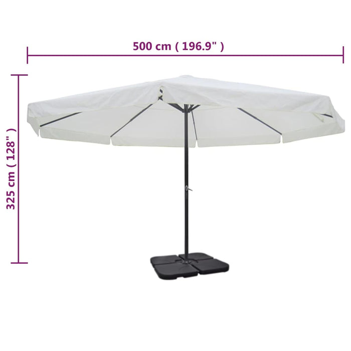 Umbrelă de soare de grădină din aluminiu cu bază portabilă, alb - WALTI WALTI