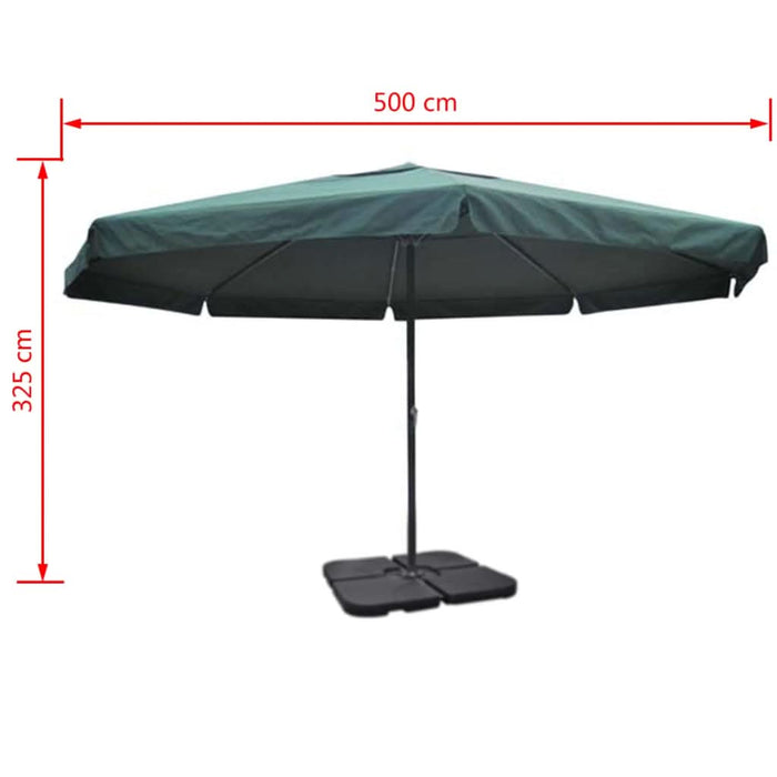 Umbrelă de soare de grădină din aluminiu, bază portabilă, verde - WALTI WALTI