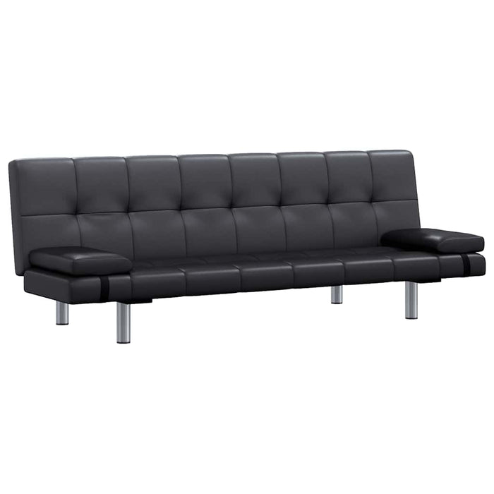 Canapea extensibilă 2 perne, piele artificială, reglabilă negru - WALTI WALTI