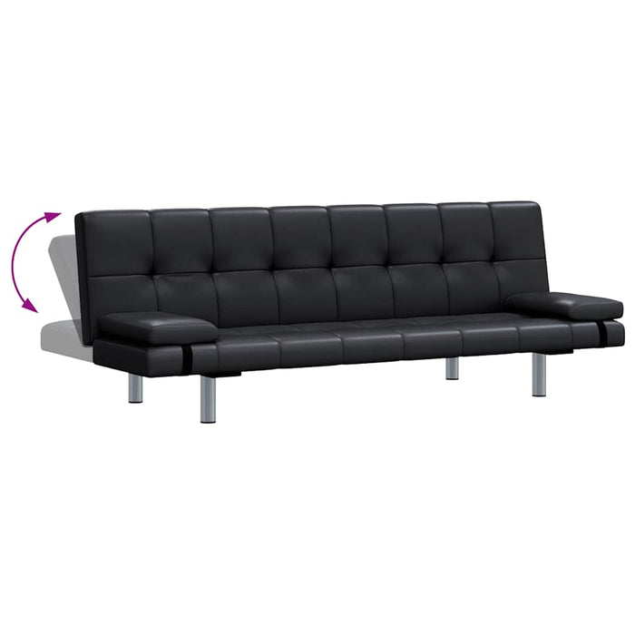 Canapea extensibilă 2 perne, piele artificială, reglabilă negru - WALTI WALTI