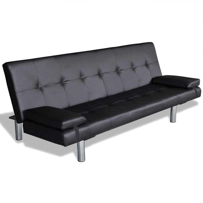 Canapea extensibilă 2 perne, piele artificială, reglabilă negru - WALTI WALTI