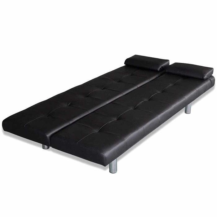 Canapea extensibilă 2 perne, piele artificială, reglabilă negru - WALTI WALTI