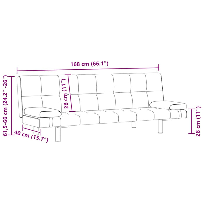 Canapea extensibilă 2 perne, piele artificială, reglabilă negru - WALTI WALTI