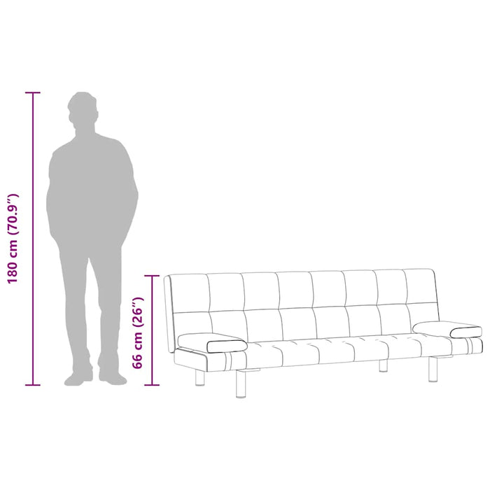 Canapea extensibilă 2 perne, piele artificială, reglabilă negru - WALTI WALTI