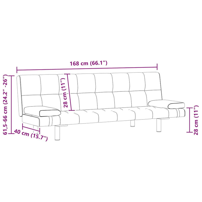 Canapea extensibilă 2 perne, piele artificială, reglabil, crem - WALTI WALTI