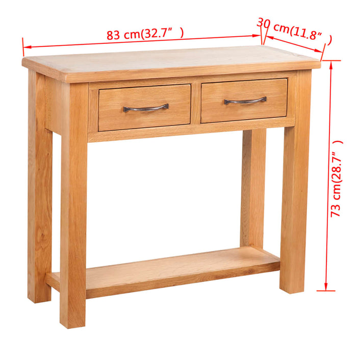 Masă consolă cu 2 sertare, 83x30x73 cm, lemn masiv de stejar - WALTI WALTI
