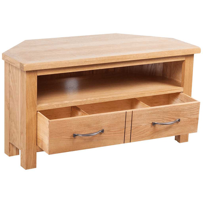 Comodă TV cu sertar, 88 x 42 x 46 cm, lemn masiv de stejar WALTI