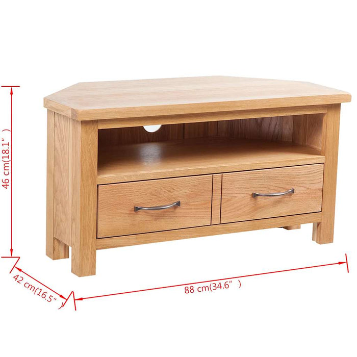 Comodă TV cu sertar, 88 x 42 x 46 cm, lemn masiv de stejar WALTI