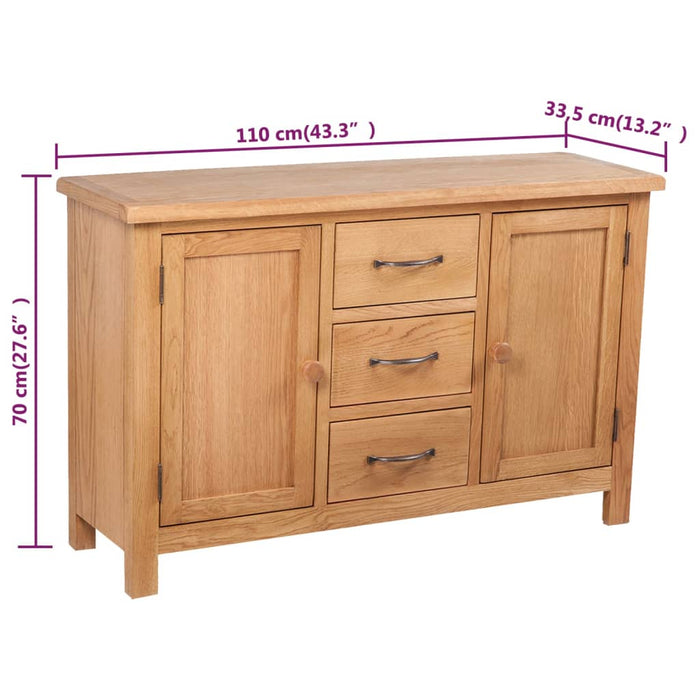 Servantă cu 3 sertare, 110 x 33,5 x 70 cm, lemn masiv de stejar - WALTI WALTI