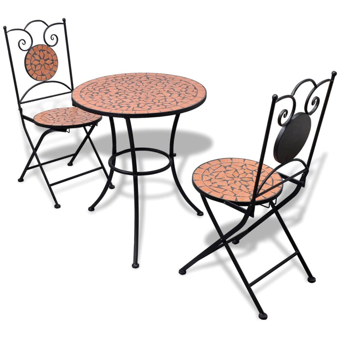 Set mobilier bistro, 3 piese, cărămiziu, plăci ceramice - WALTI WALTI
