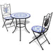 Set mobilier bistro, 3 piese, albastru/alb, plăci ceramice - WALTI WALTI