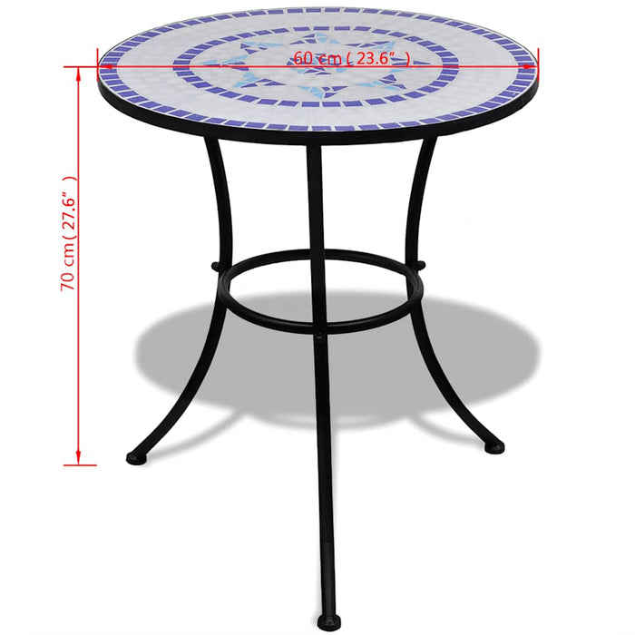 Set mobilier bistro, 3 piese, albastru/alb, plăci ceramice - WALTI WALTI