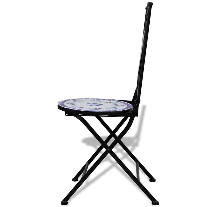 Set mobilier bistro, 3 piese, albastru/alb, plăci ceramice - WALTI WALTI