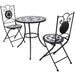 Set mobilier bistro, 3 piese, negru/alb, plăci ceramice - WALTI WALTI