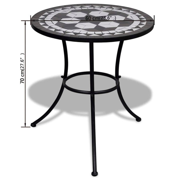 Set mobilier bistro, 3 piese, negru/alb, plăci ceramice - WALTI WALTI