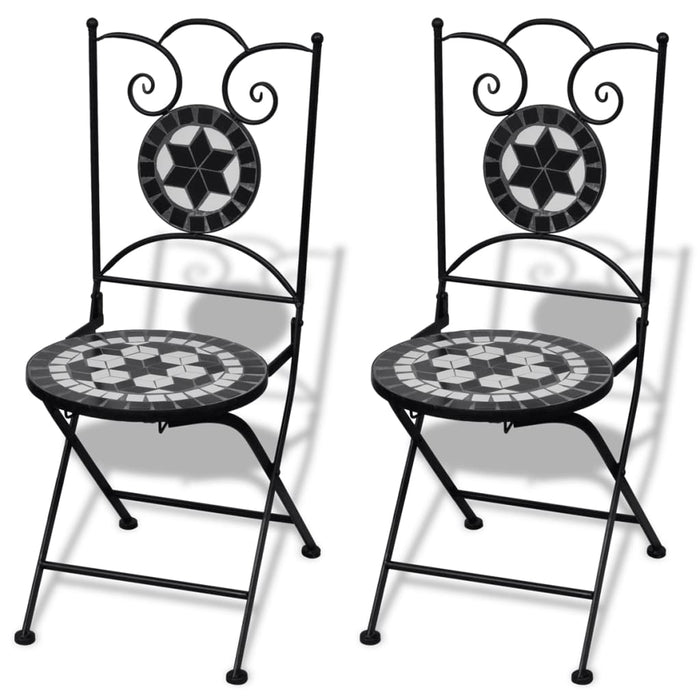 Set mobilier bistro, 3 piese, negru/alb, plăci ceramice - WALTI WALTI
