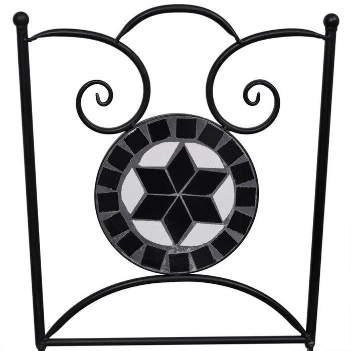 Set mobilier bistro, 3 piese, negru/alb, plăci ceramice - WALTI WALTI
