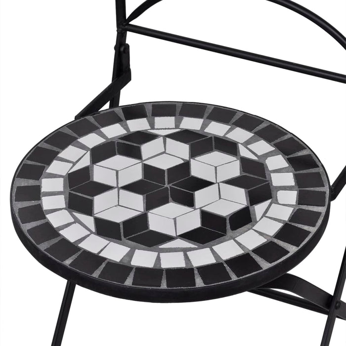 Set mobilier bistro, 3 piese, negru/alb, plăci ceramice - WALTI WALTI