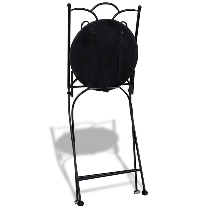Set mobilier bistro, 3 piese, negru/alb, plăci ceramice - WALTI WALTI