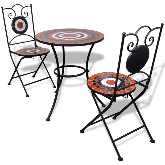 Set mobilier bistro, 3 piese, teracotă/alb, plăci ceramice - WALTI WALTI