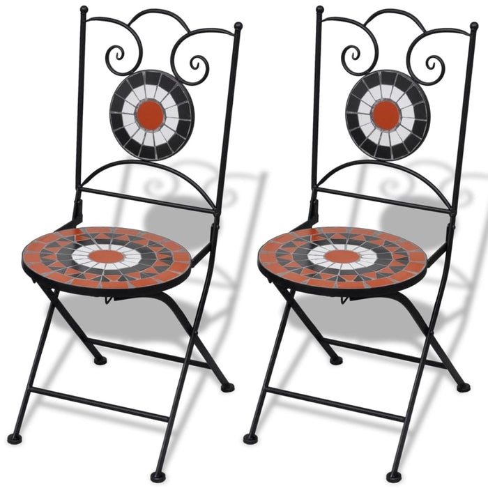 Set mobilier bistro, 3 piese, teracotă/alb, plăci ceramice - WALTI WALTI