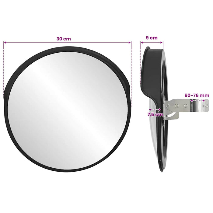 Oglindă de trafic convexă, negru, 30 cm, plastic PC de exterior - WALTI WALTI