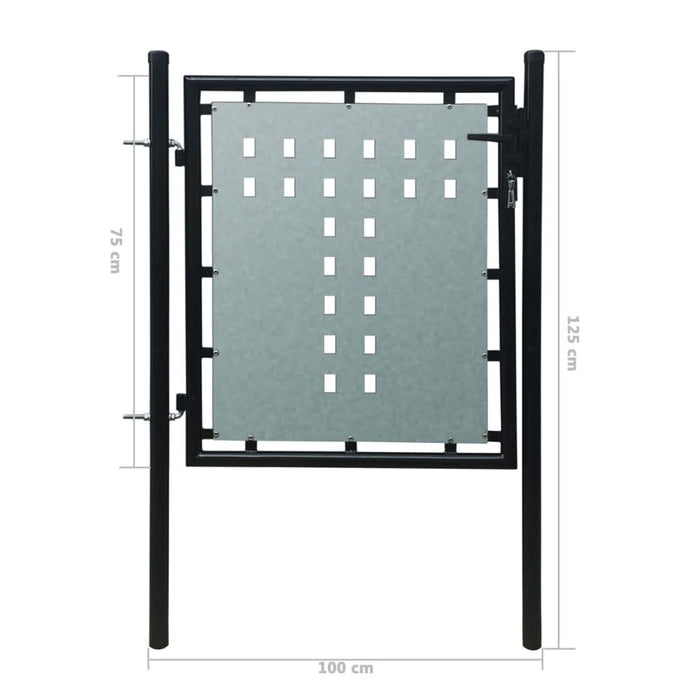 Poartă de gard cu o ușă, negru, 100x125 cm - WALTI WALTI