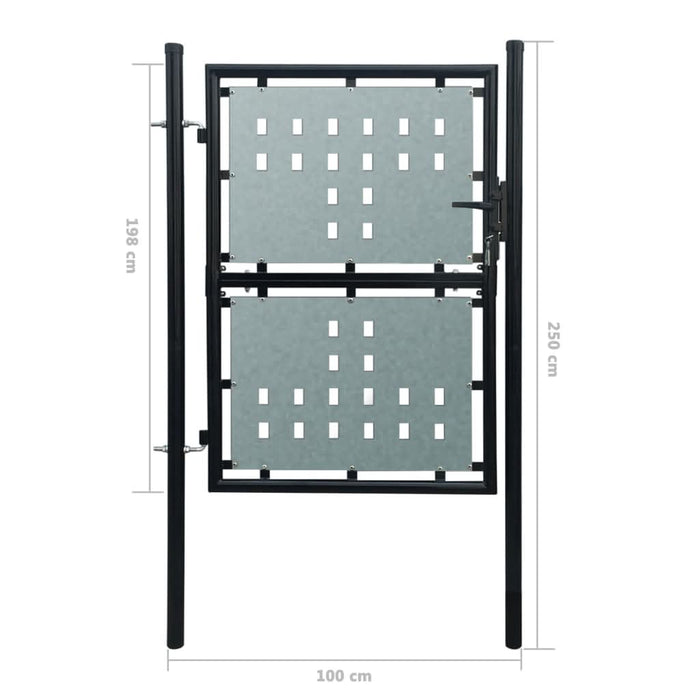 Poartă de gard cu o ușă, negru, 100x250 cm - WALTI WALTI