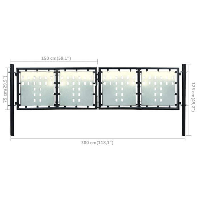 Poartă de gard cu o ușă, negru, 300x125 cm - WALTI WALTI