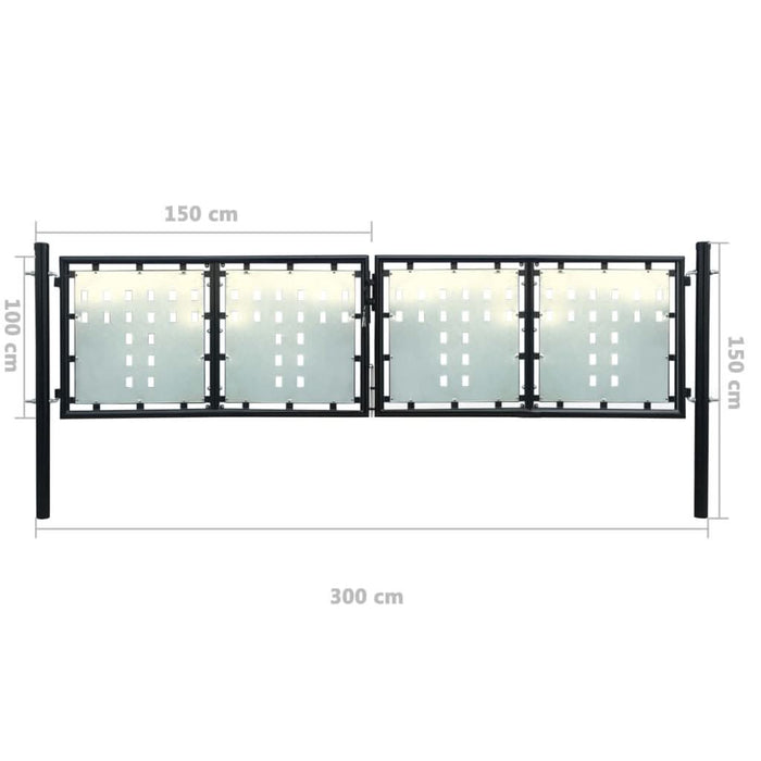 Poartă de gard cu o ușă, negru, 300x150 cm - WALTI WALTI
