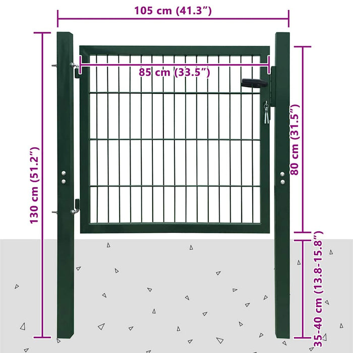 Poartă de gard 2D (simplă) verde 100x80 cm WALTI